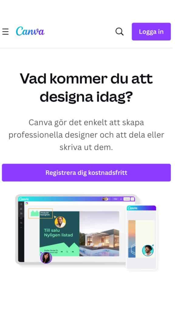 Skärmbild från Canva på mobilen